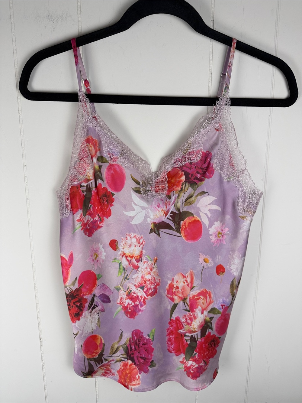 Victoria's Secret Floral Lace-Trim Satin Cami Layering Cottagecore Fairy XS